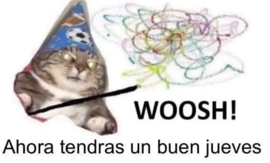 Gato mágico que te desea un buen Jueves.